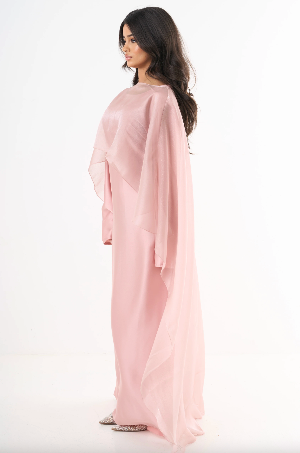 Elegant Cape Dress - Pink